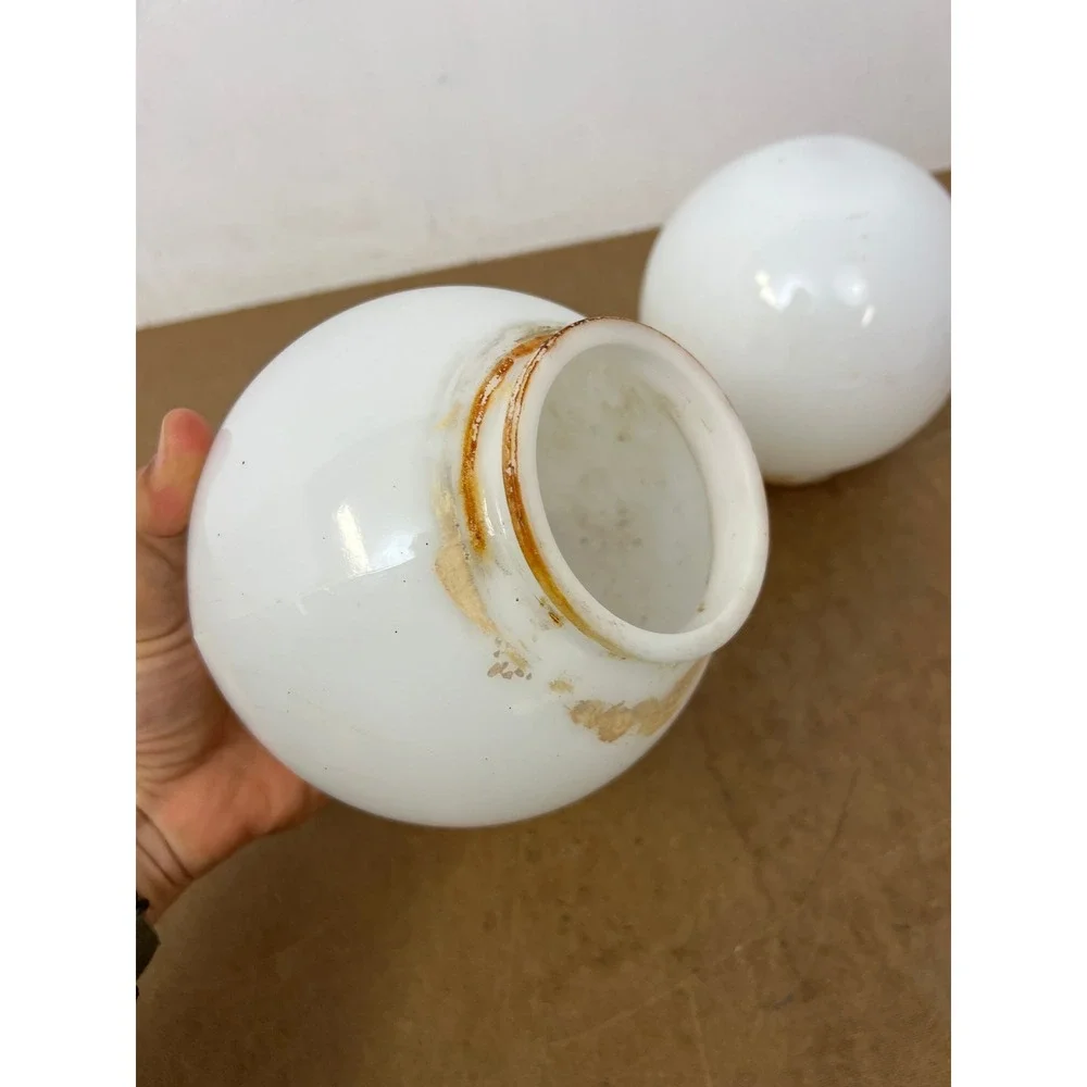 Vintage White Milk Glass Globe Lamp Shades 6